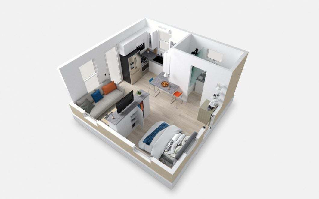 plan 3D tiny house 35m2 dépliable Elon Musk