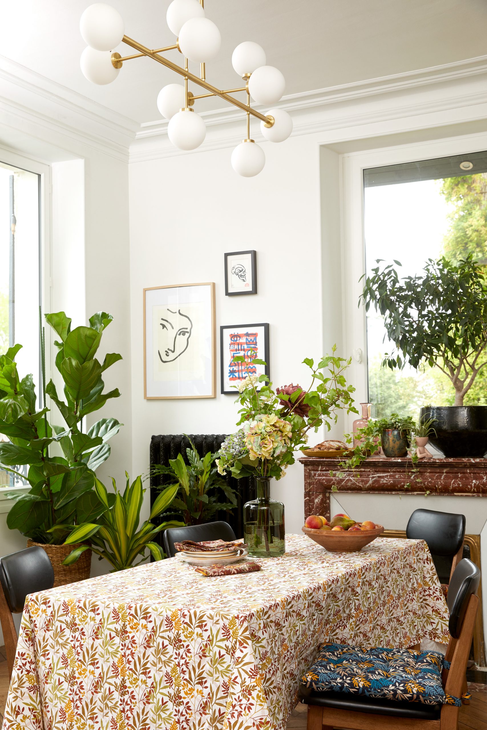 salle à manger avec plantes