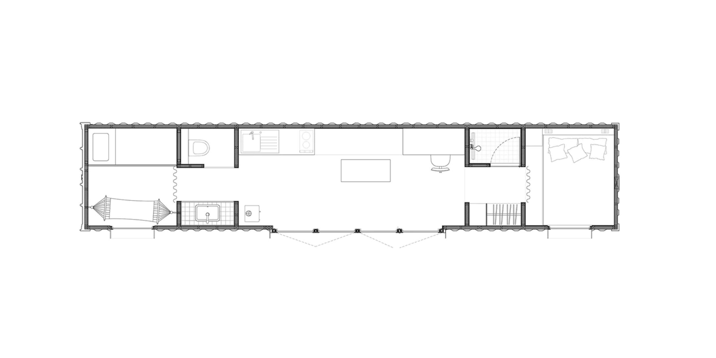 plan mini maison container 25m2