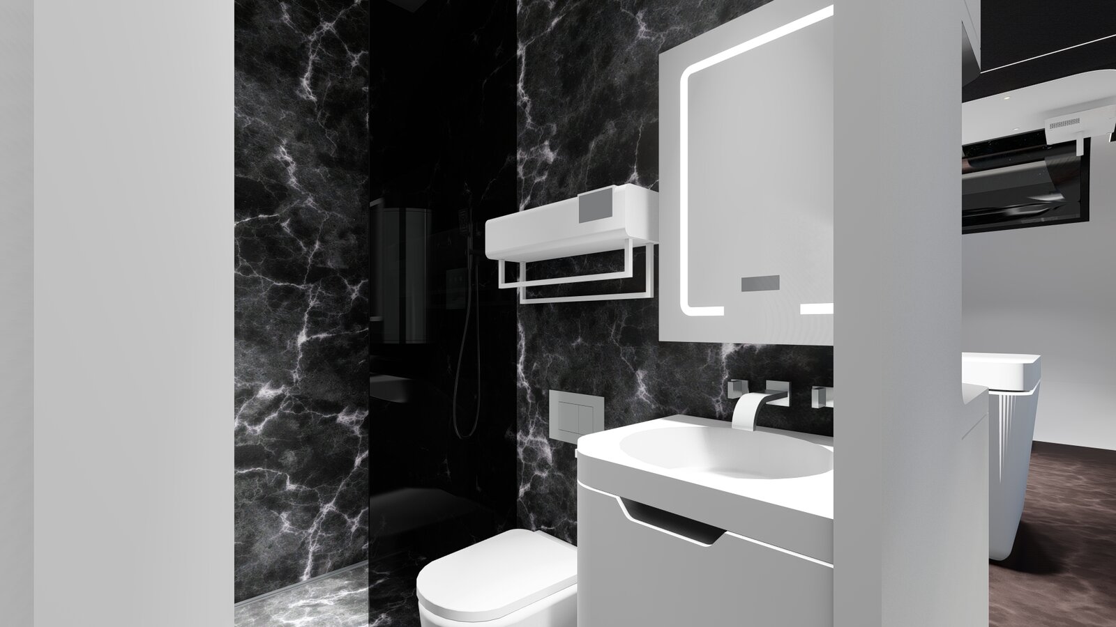 salle de bain design et futuriste tiny house