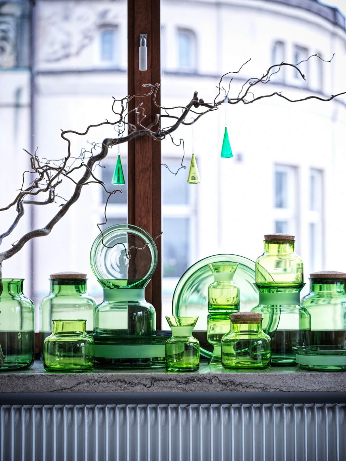 décoration verte en verre