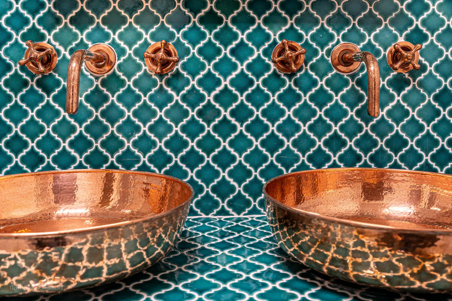 salle de bain vasques en cuivre
