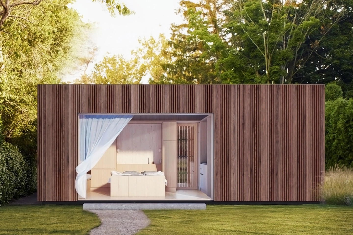 Une mini maison préfabriquée de 20m2 en bois (avec plan)