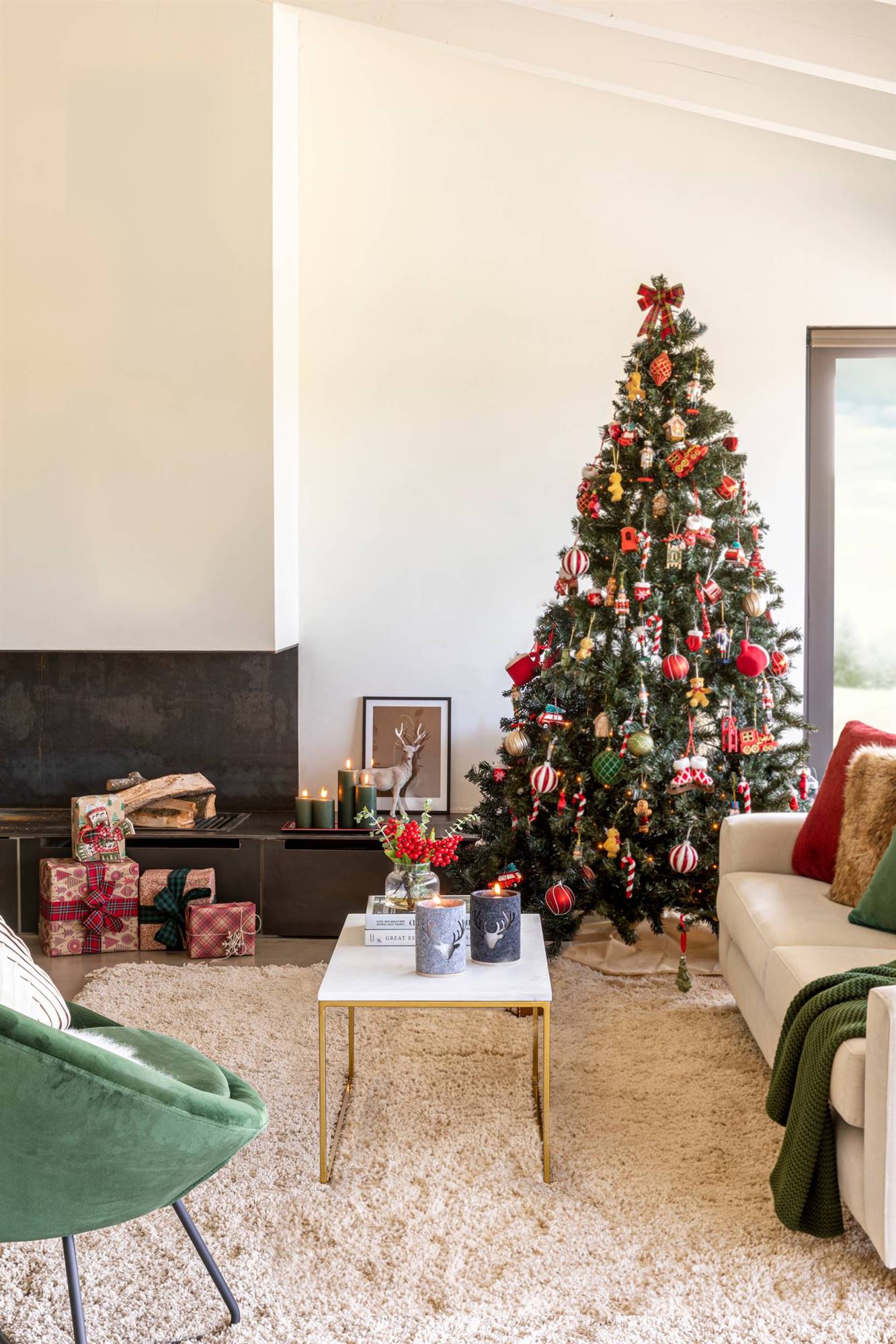 salon avec décoration Noël