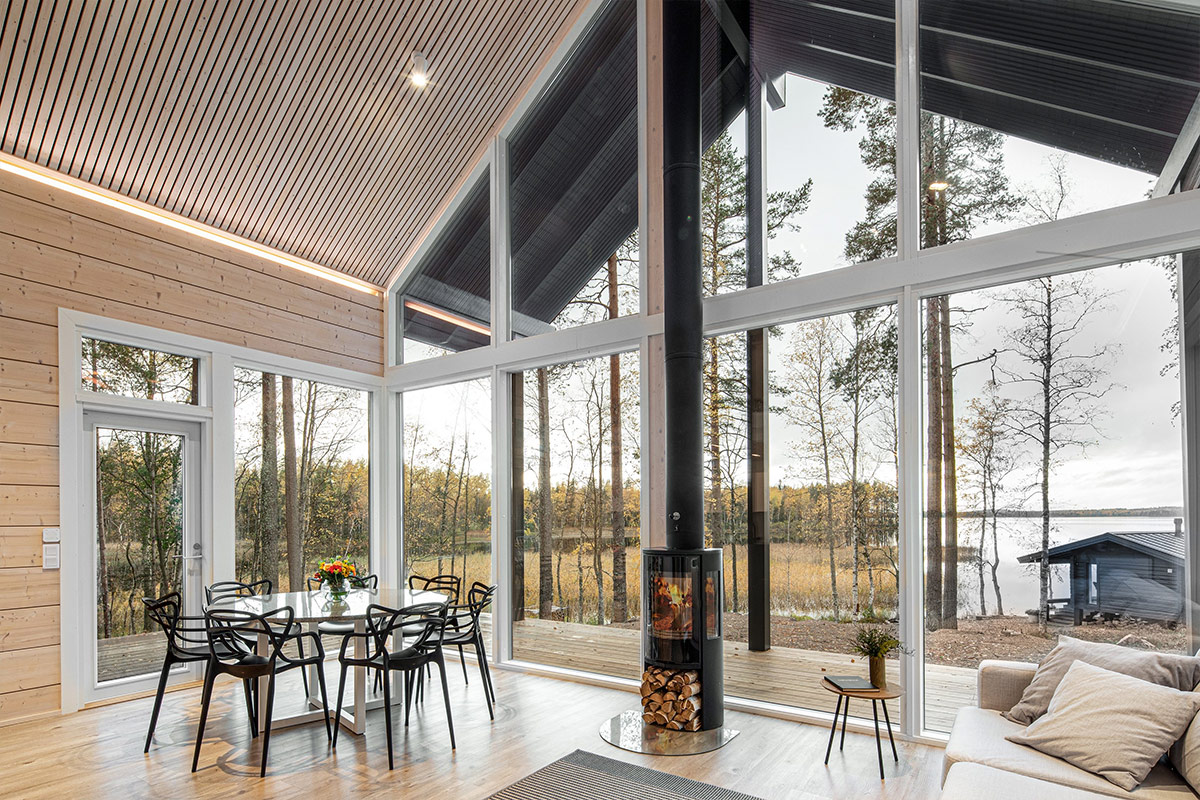 salon maison en bois finlandaise