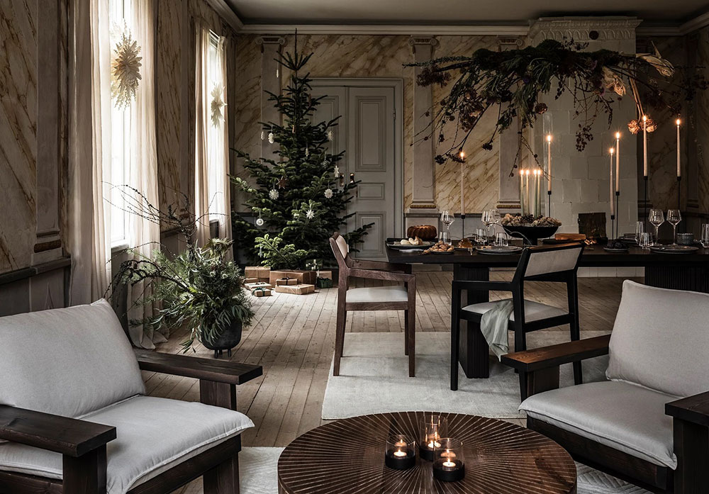 salon avec décoration Noël