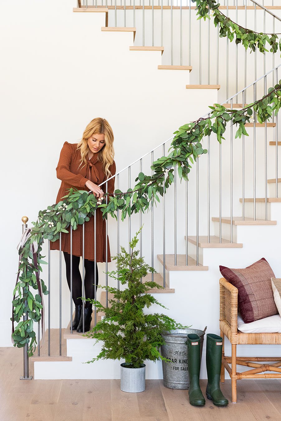 escalier Noël avec branches