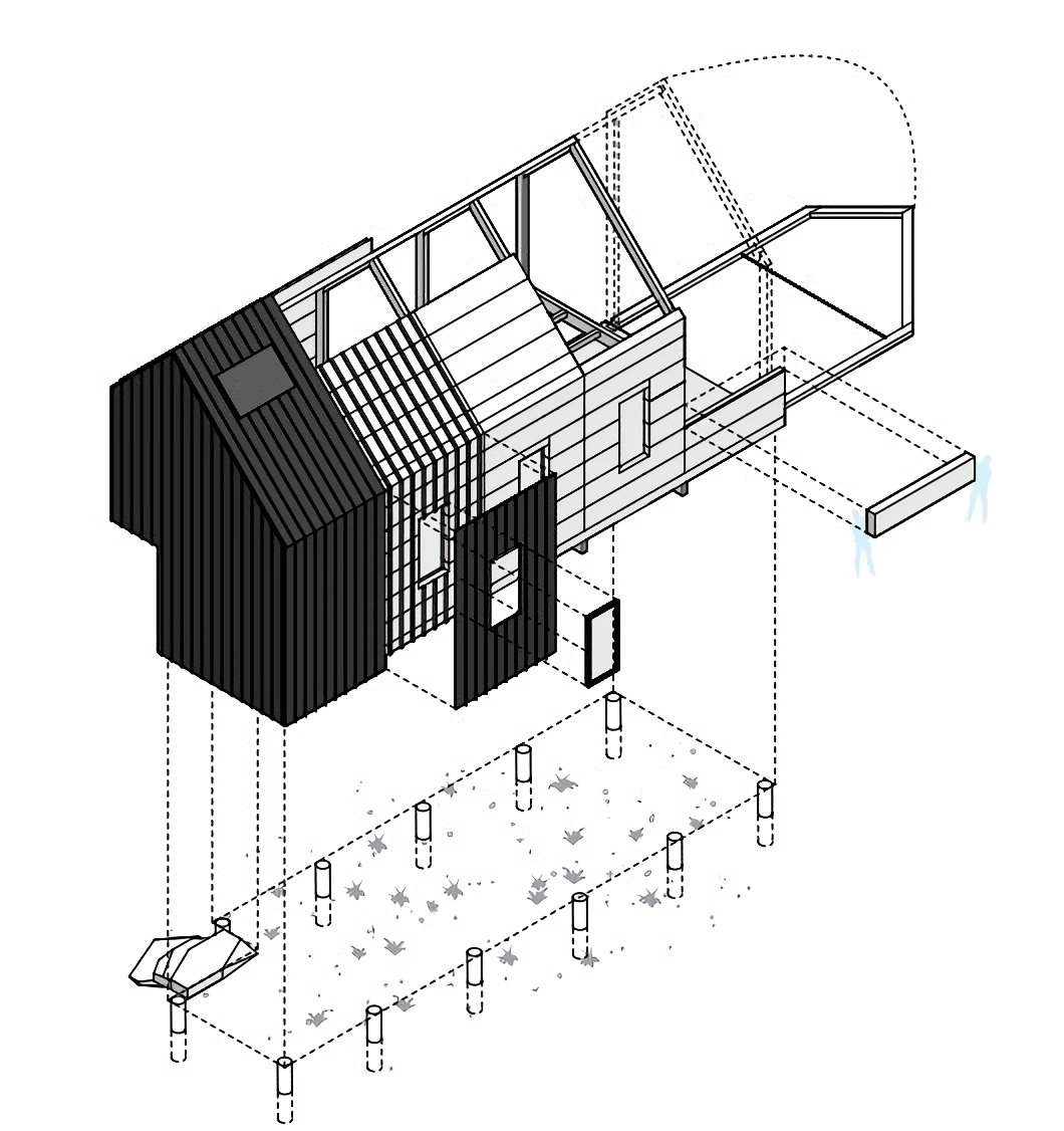 plan 3D maison bois