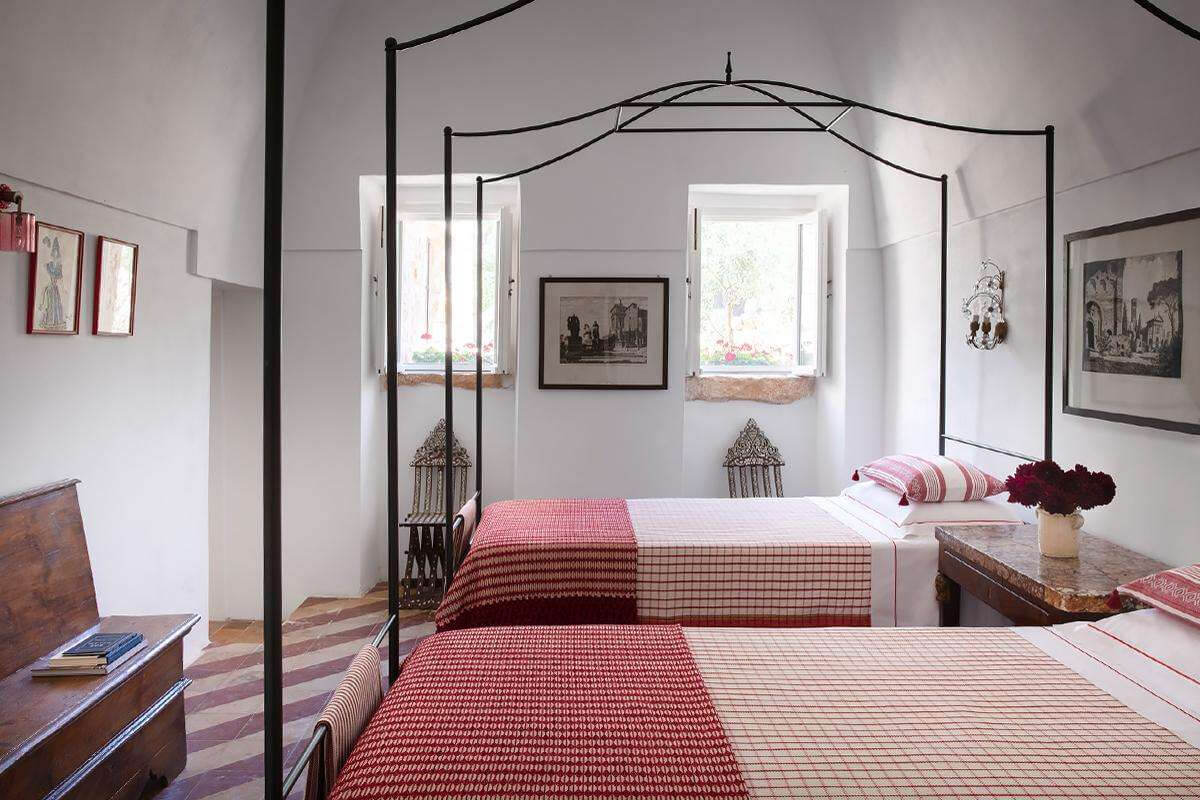 chambre à deux lits décoration rustique chic