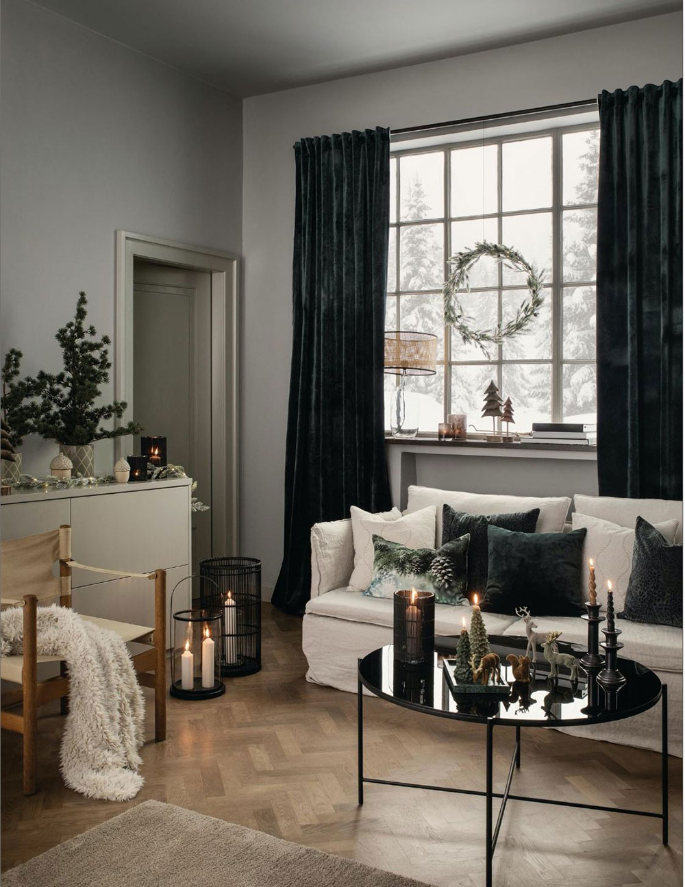 salon maison Norvège avec décoration de Noël