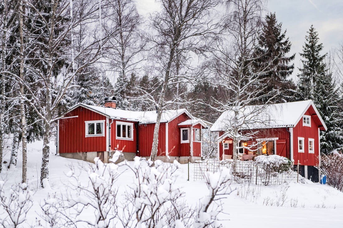 maison Suède façade bois rouge