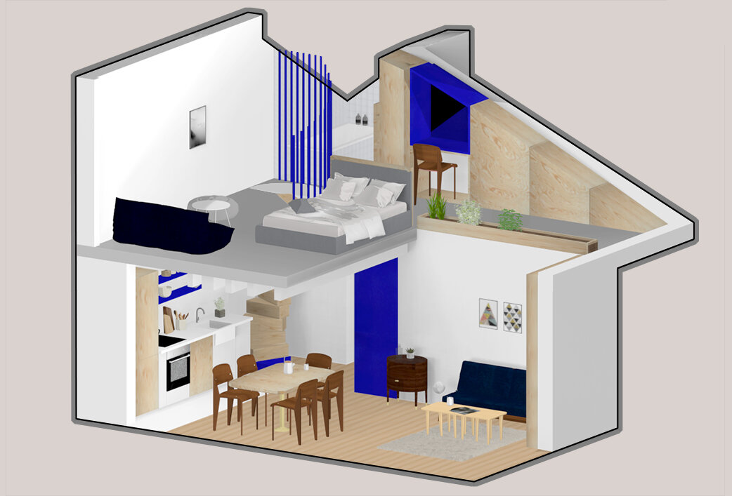 plan 3D duplex minimaliste