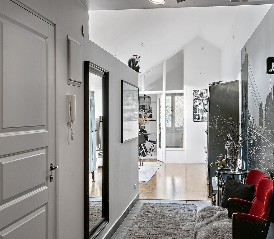 couloir décoration design grise