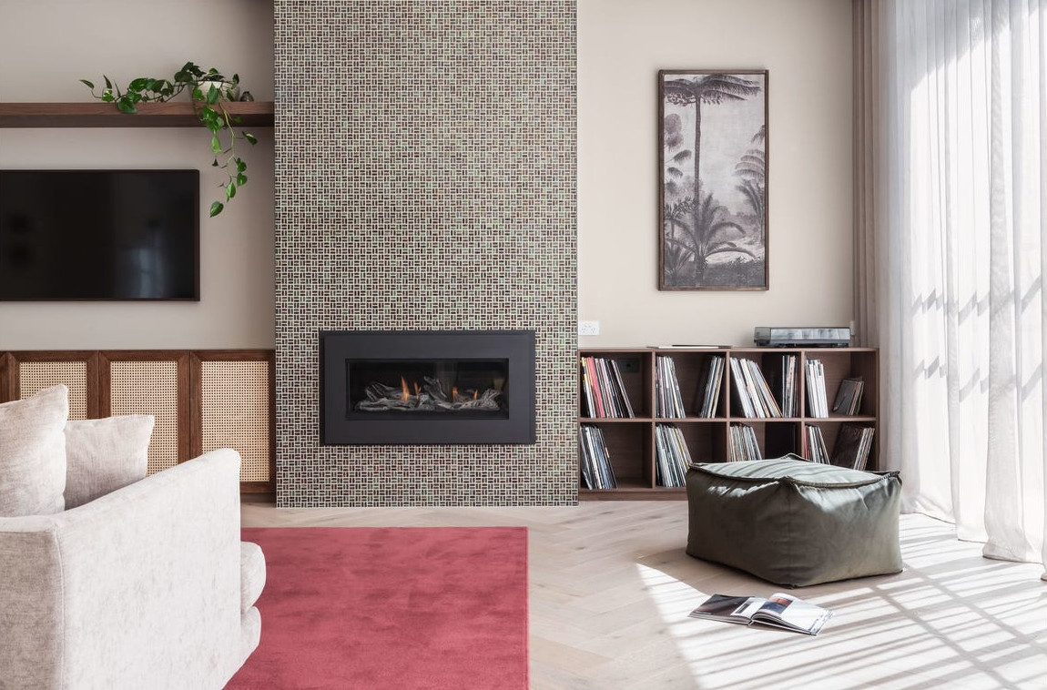 salon avec cheminée décoration contemporaine