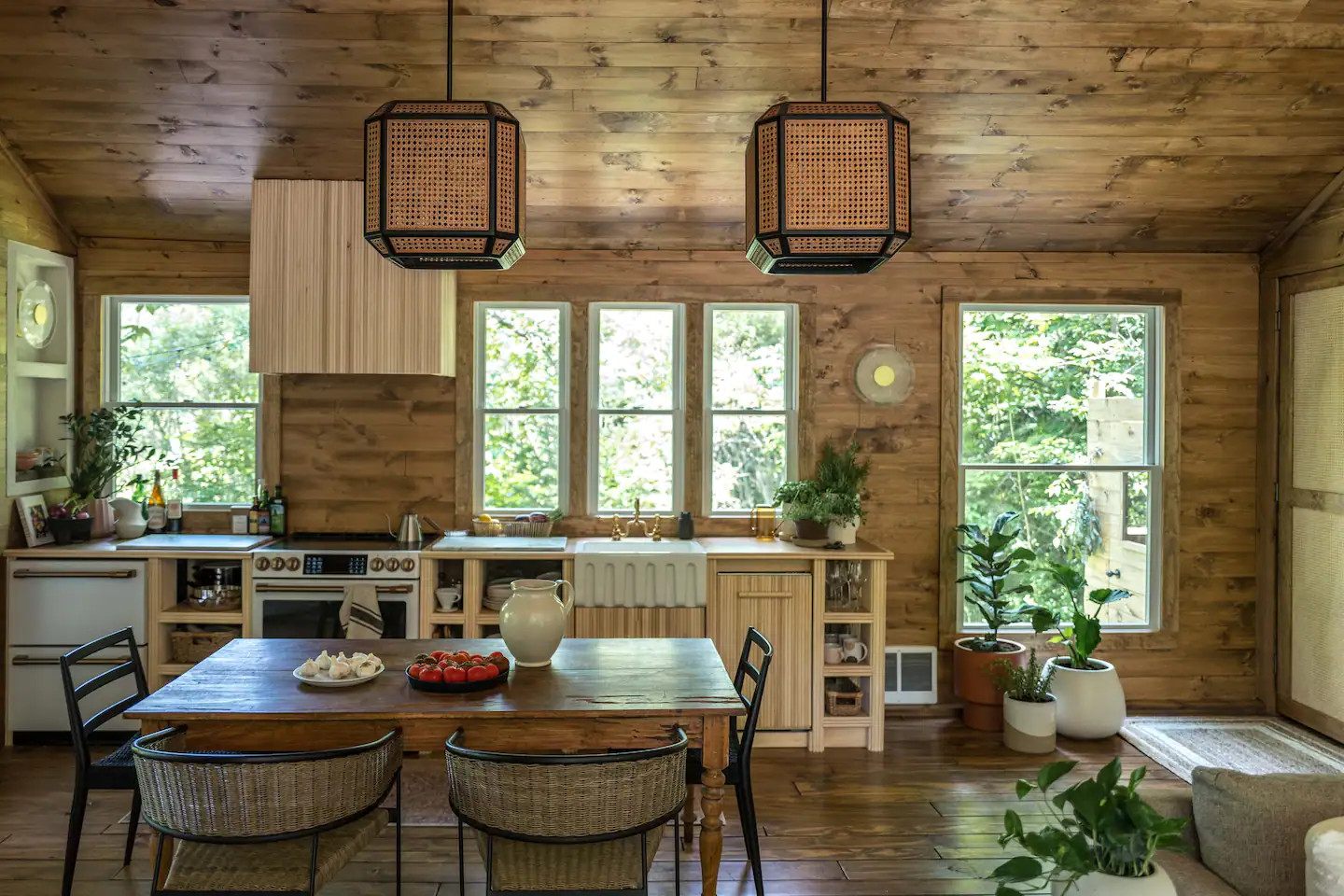 salle à manger et cuisine cabane en bois