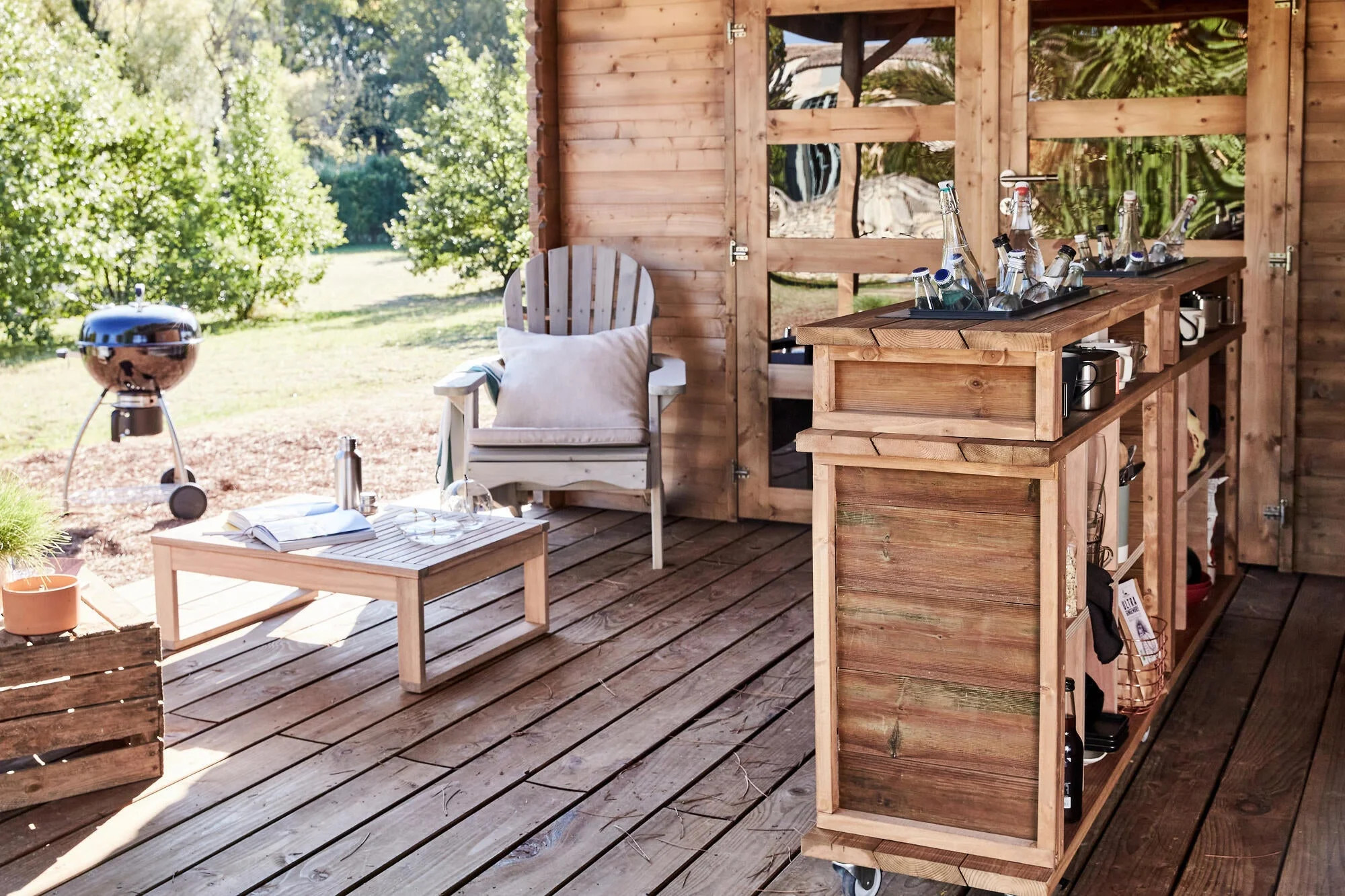 terrasse bois avec cuisine d'été