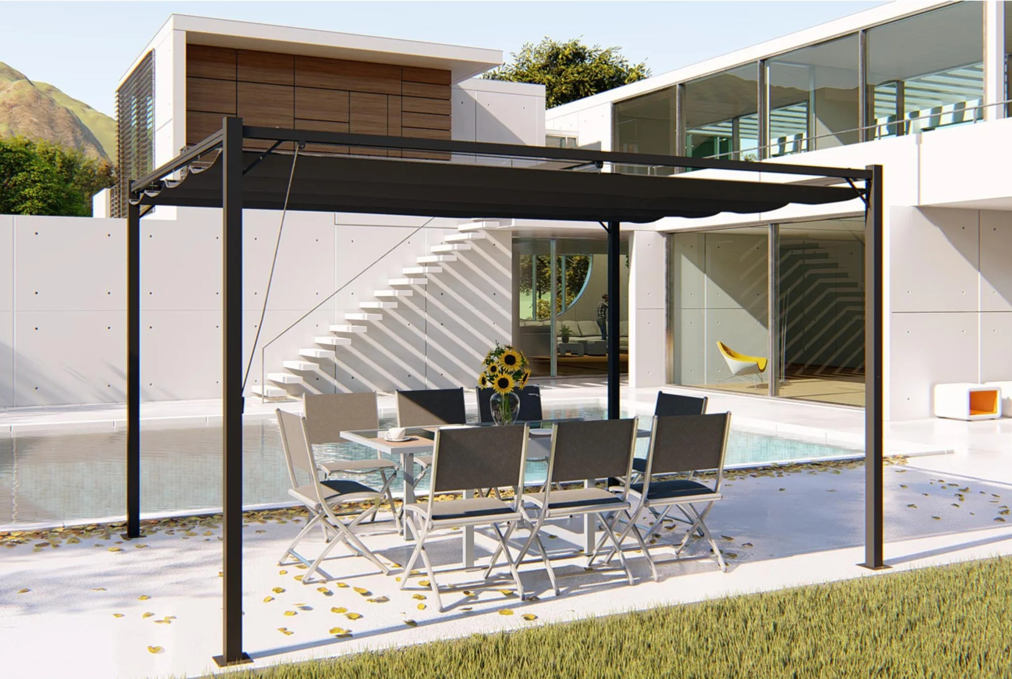 terrasse aménagée avec piscine