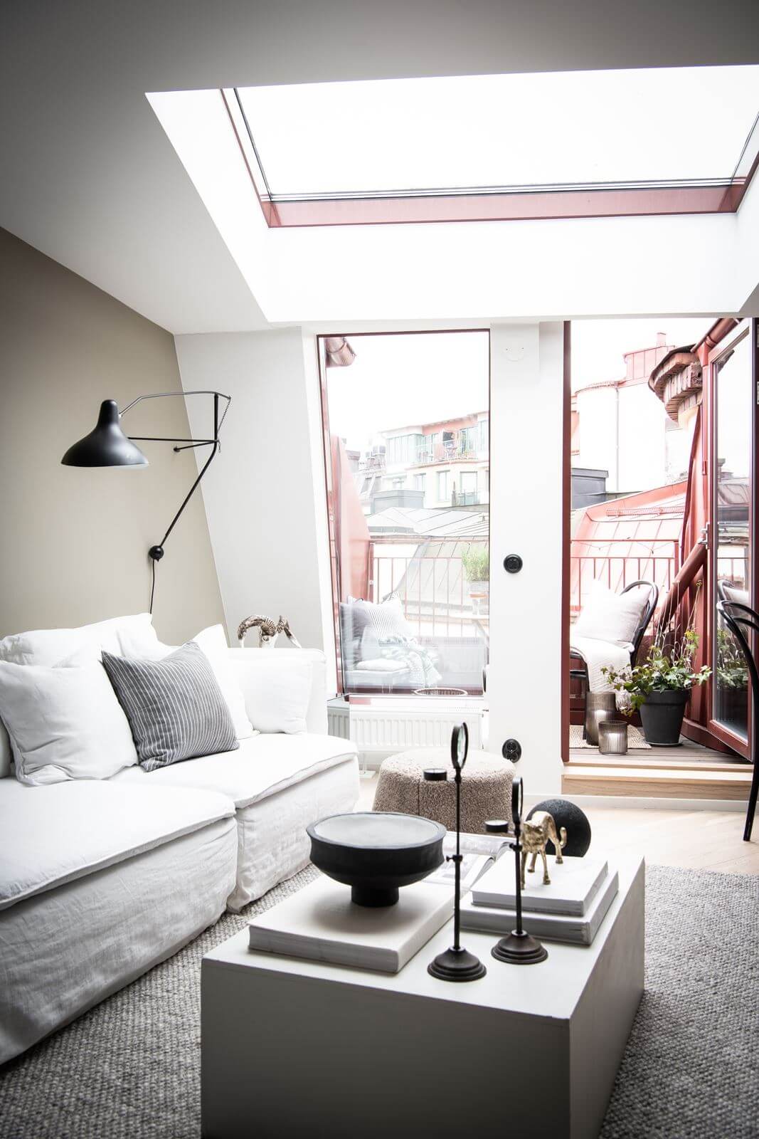 salon avec terrasse décoration scandinave