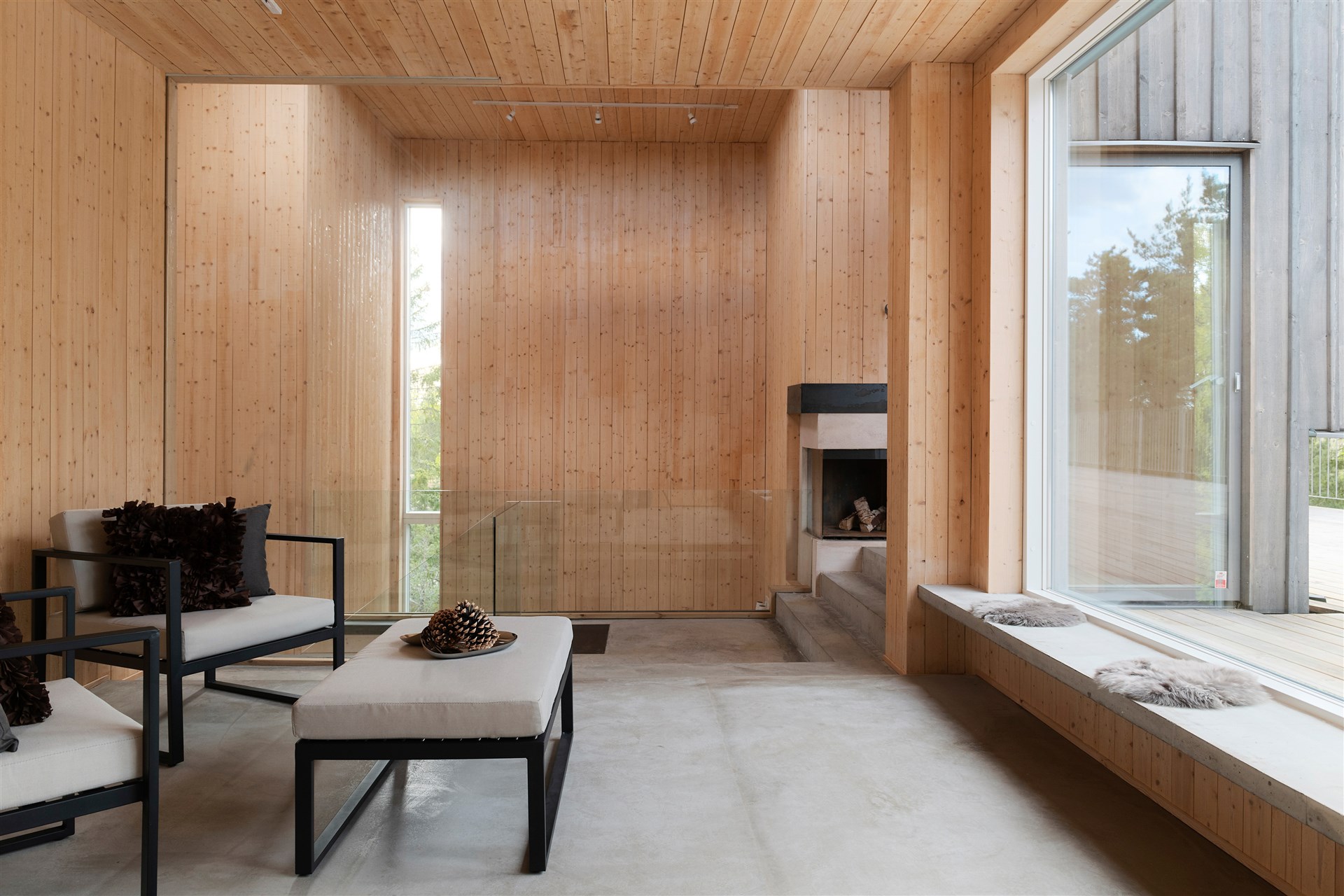 salon maison en bois