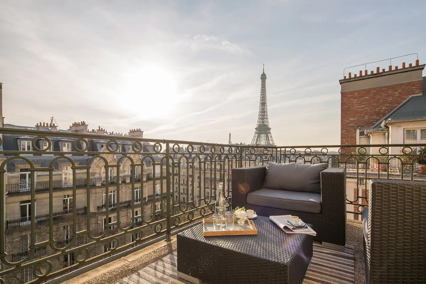 terrasse appartement Paris vue sur la Tour Eiffel