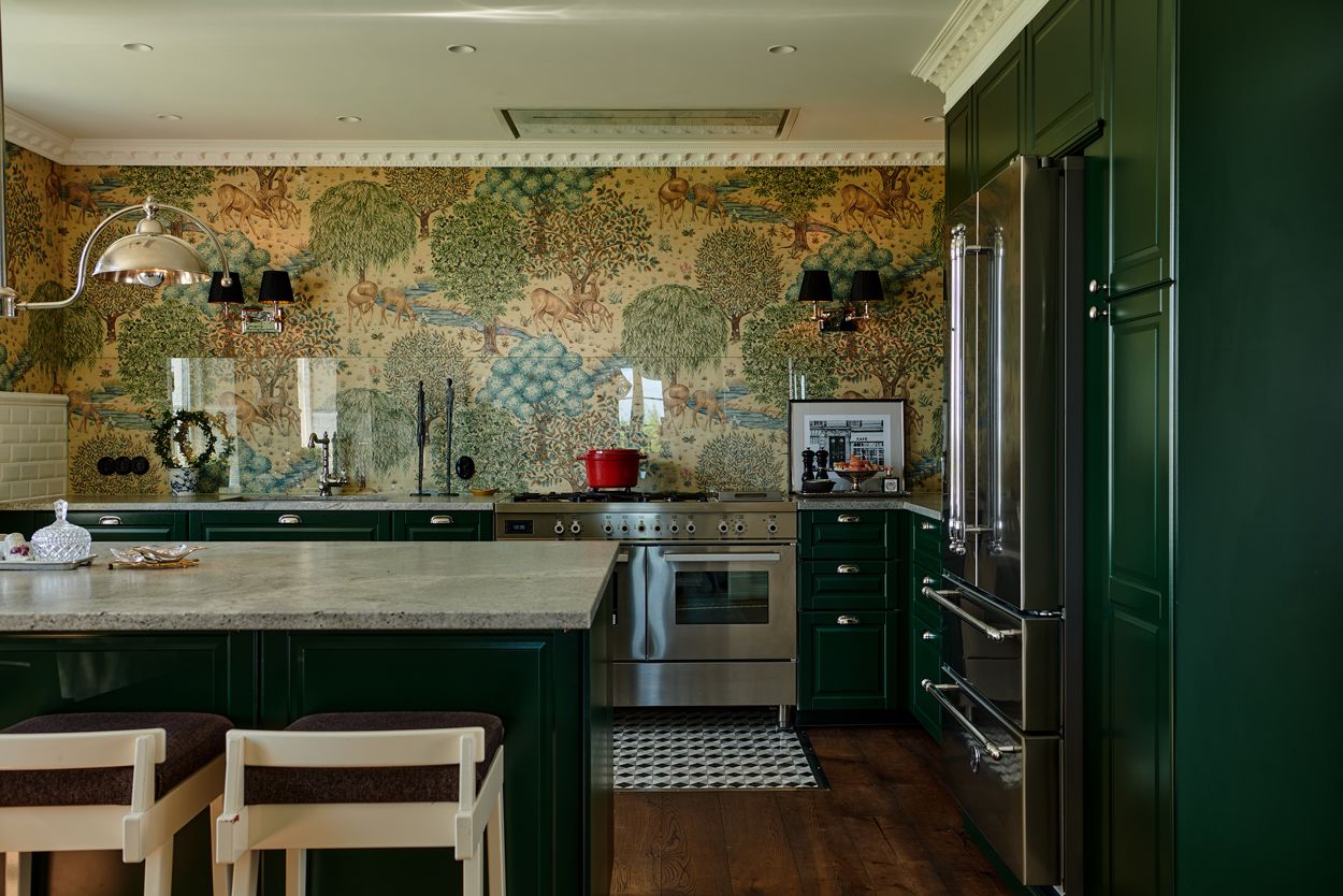 green kitchen wallpaper William Morris The Brooke
