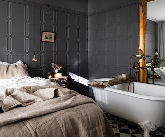 chambre avec baignoire décoration rustique chic