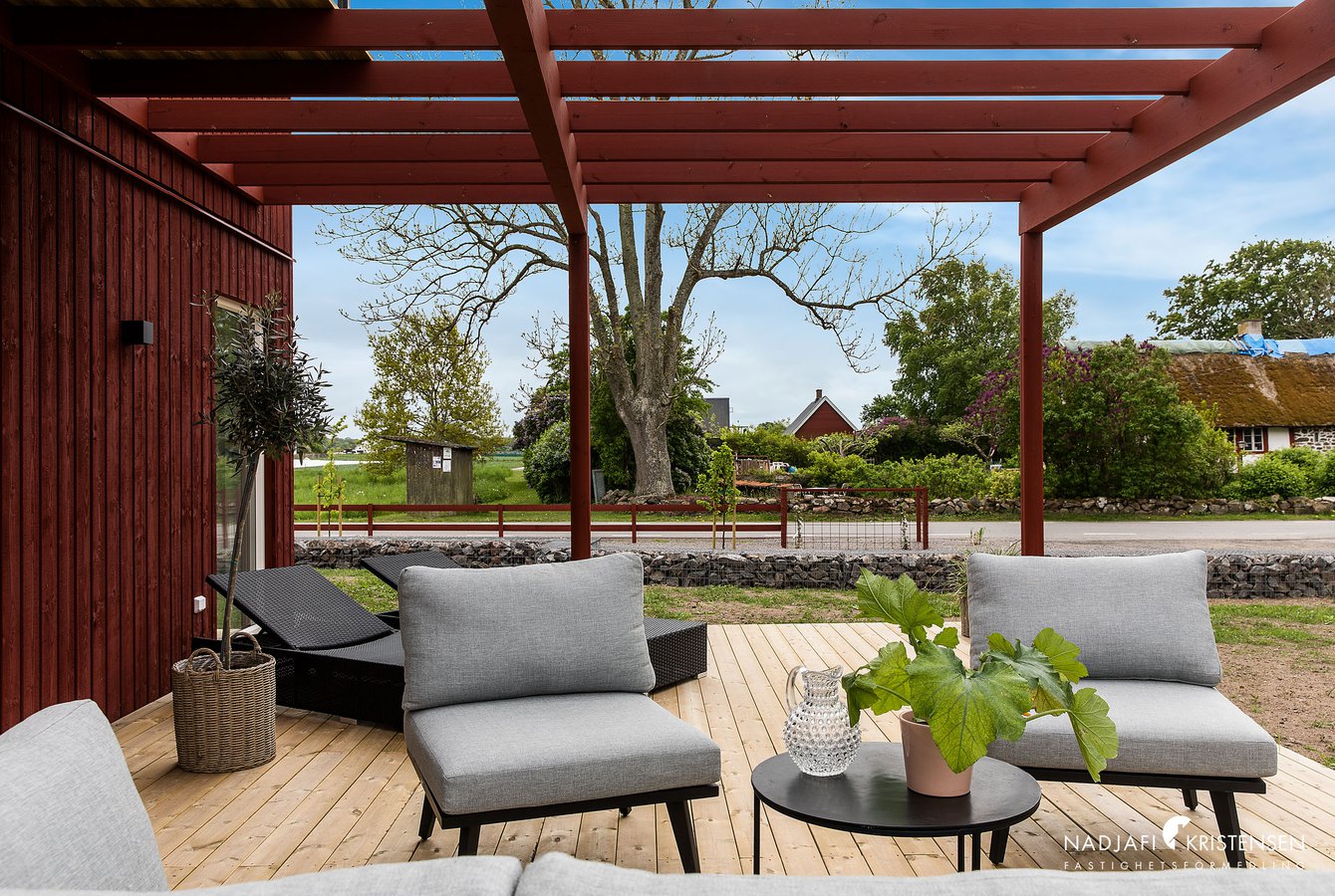 terrace with wooden pergola