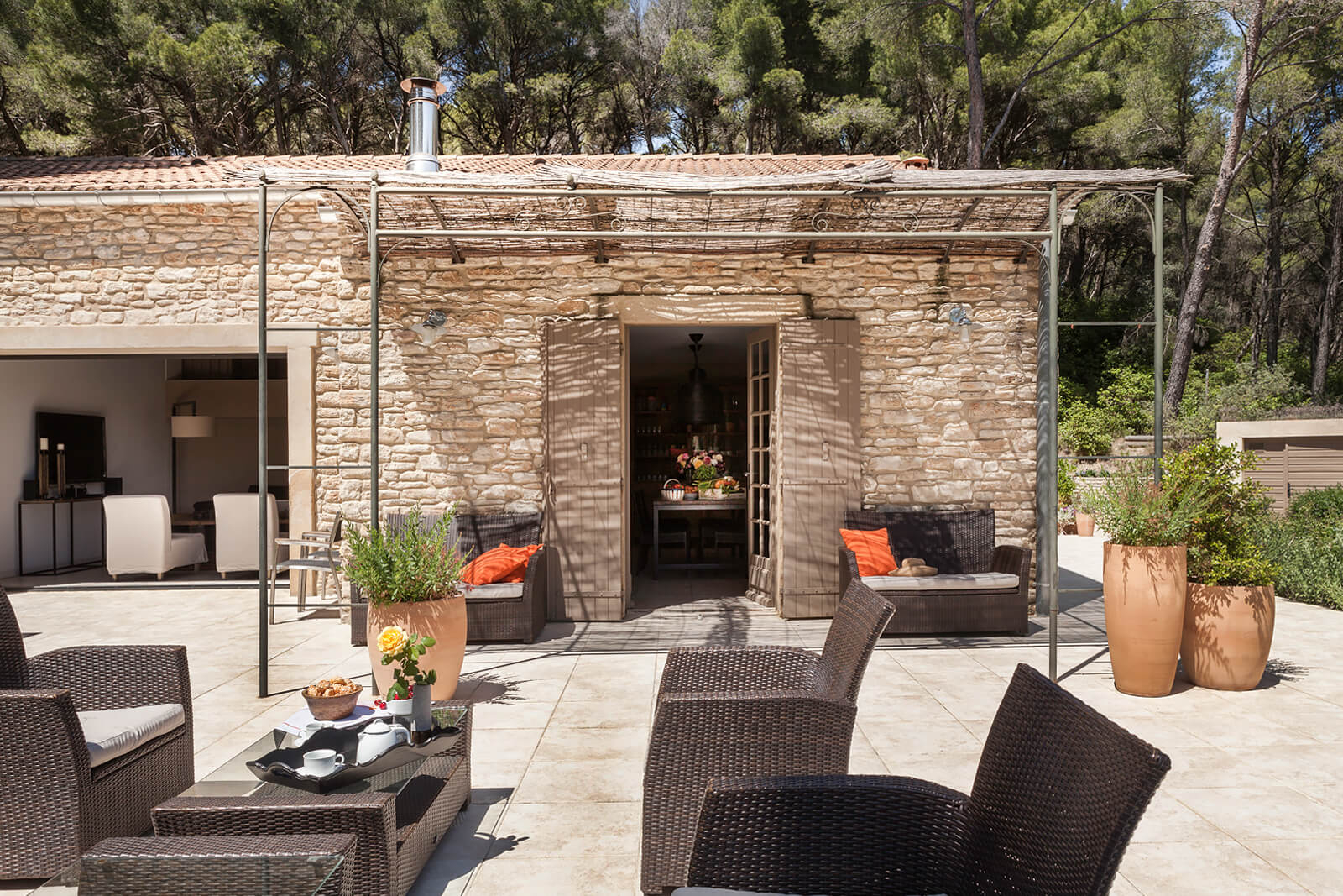 renovated stone house terrace of Provence