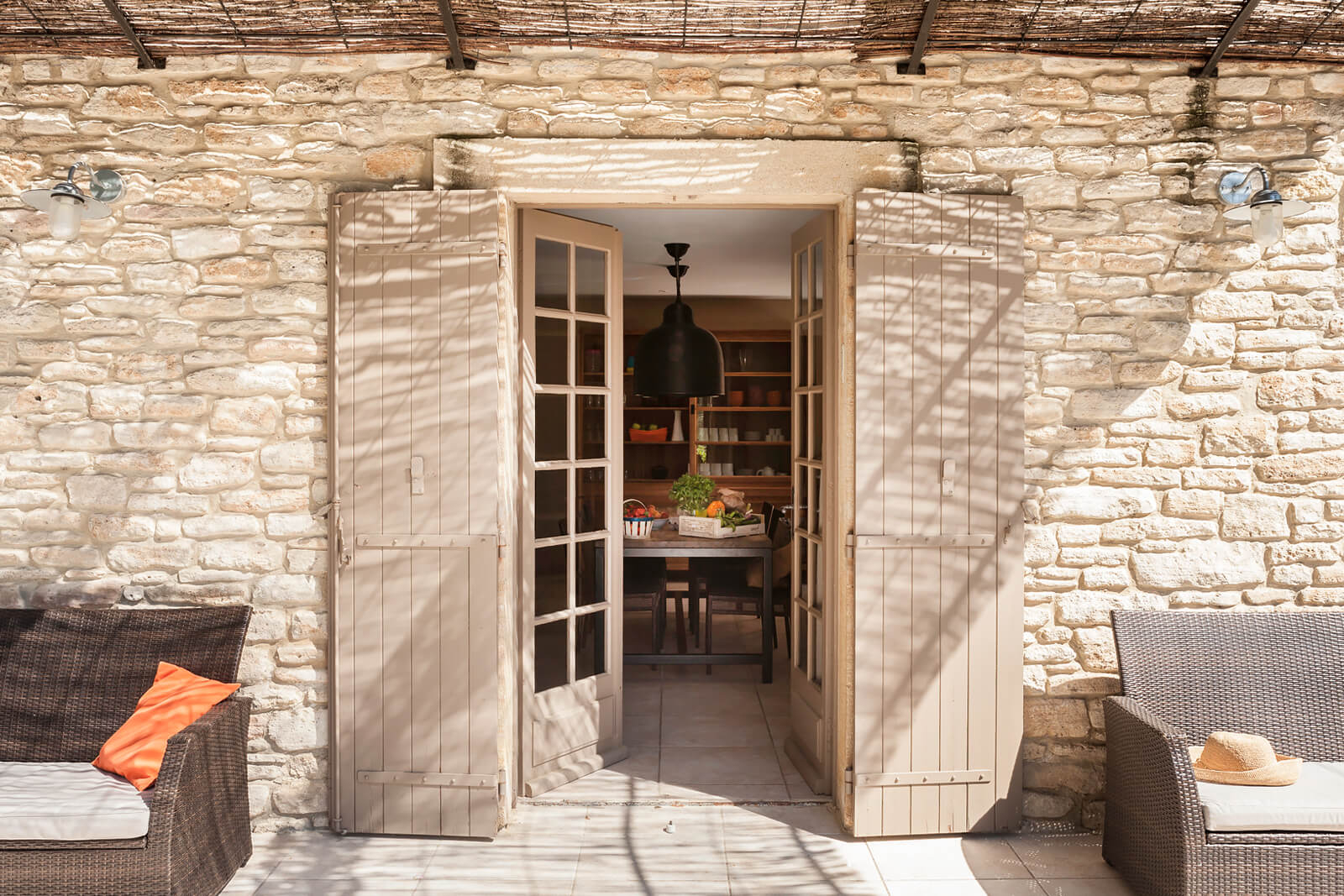 renovated stone house terrace of Provence