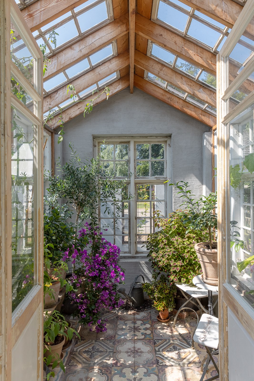 jardin d'hiver avec toit vitré