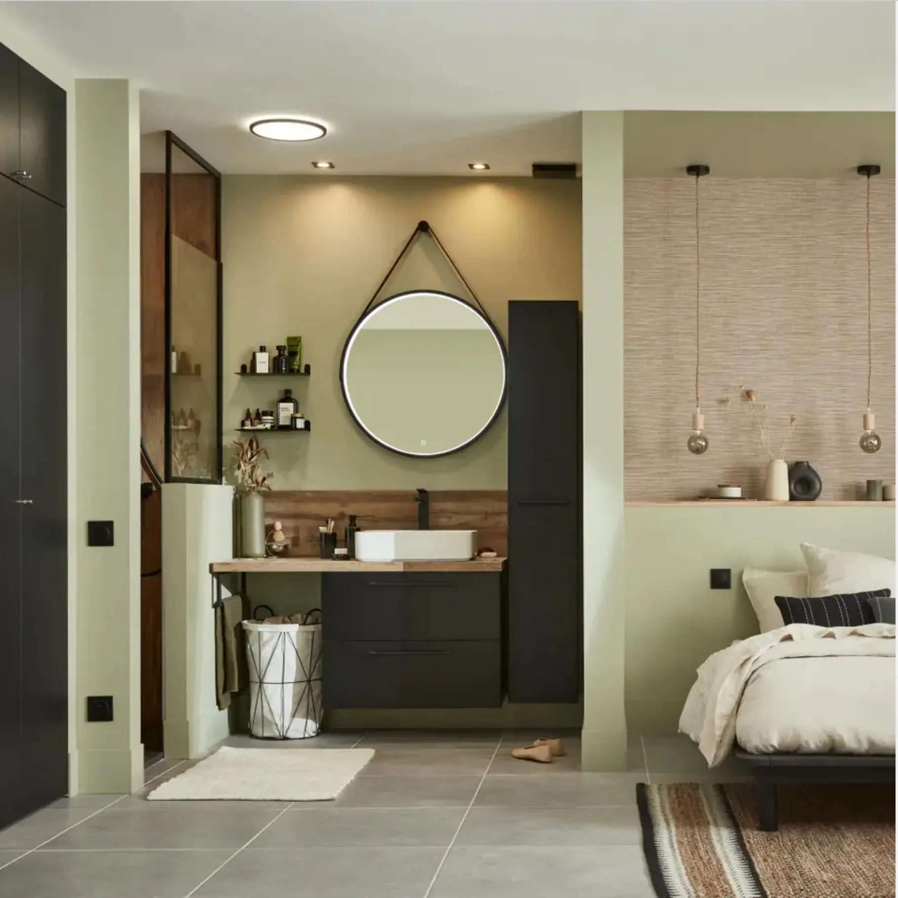 Plan Petite Salle De Bain 3m2 Une petite salle de bain de 4m2 semi-ouverte pour une chambre parentale