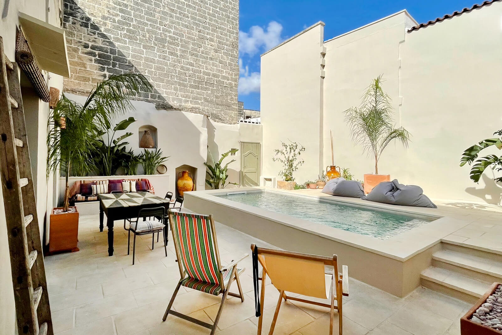 terrace with turquoise pool house Apulia