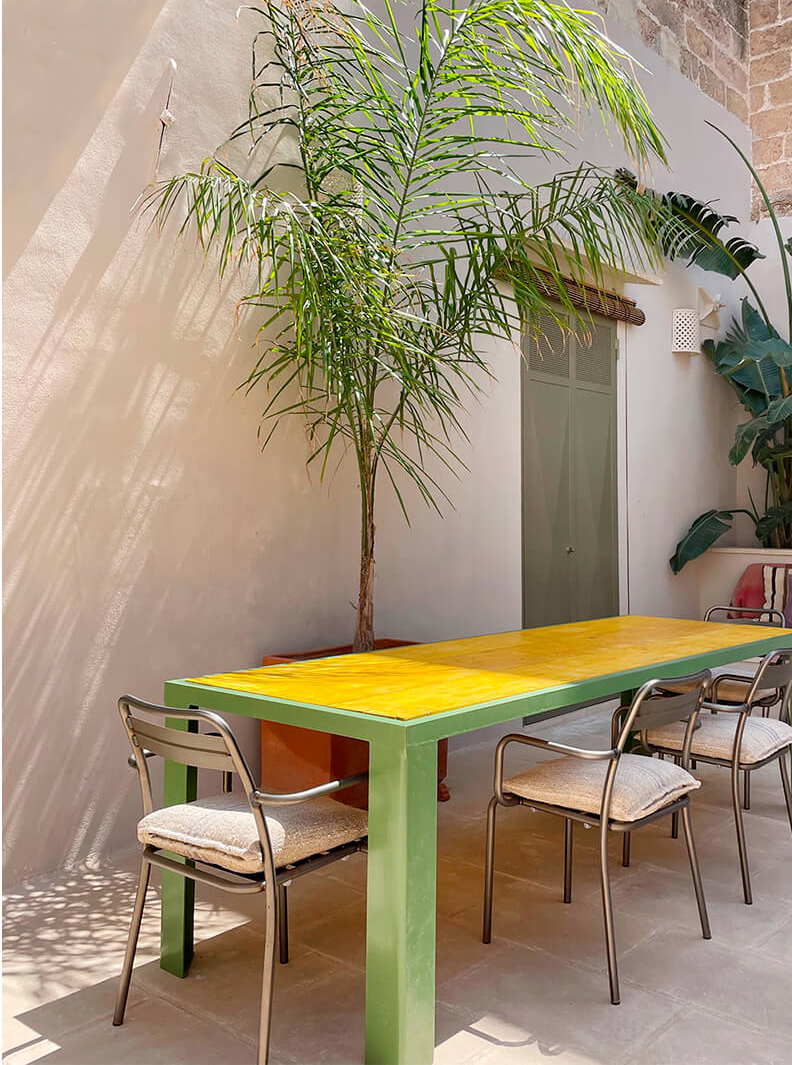 outdoor dining room colorful vintage decoration