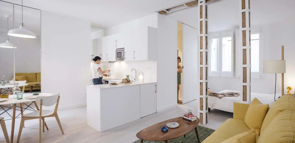 salon et cuisine mini loft 45m2 décoration design