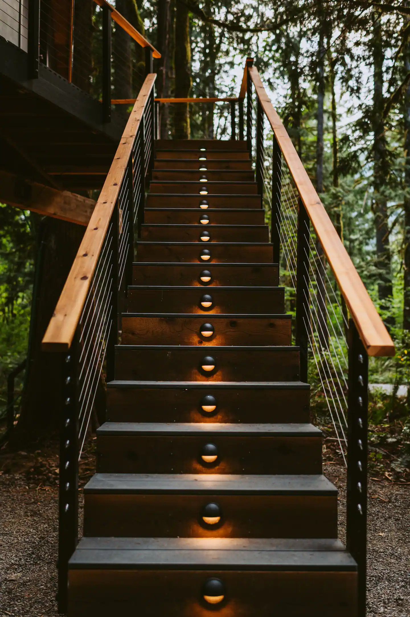 escalier extérieur maison en bois
