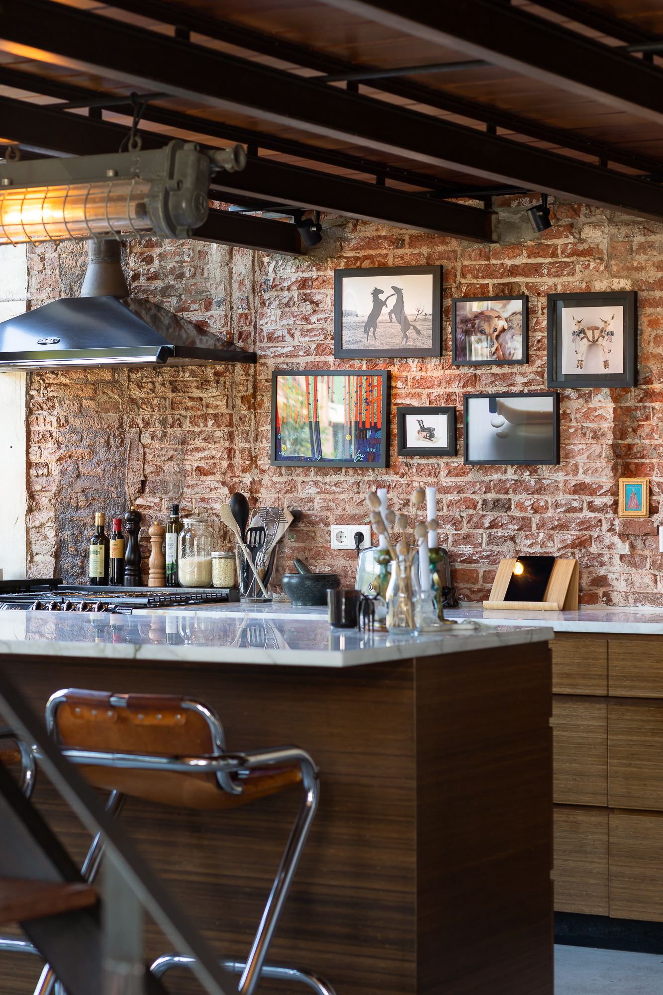 cuisine design bois loft Amsterdam 