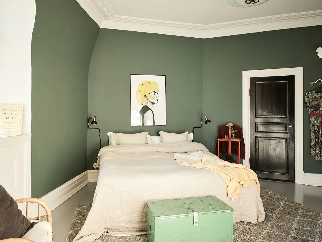 chambre verte décoration vintage