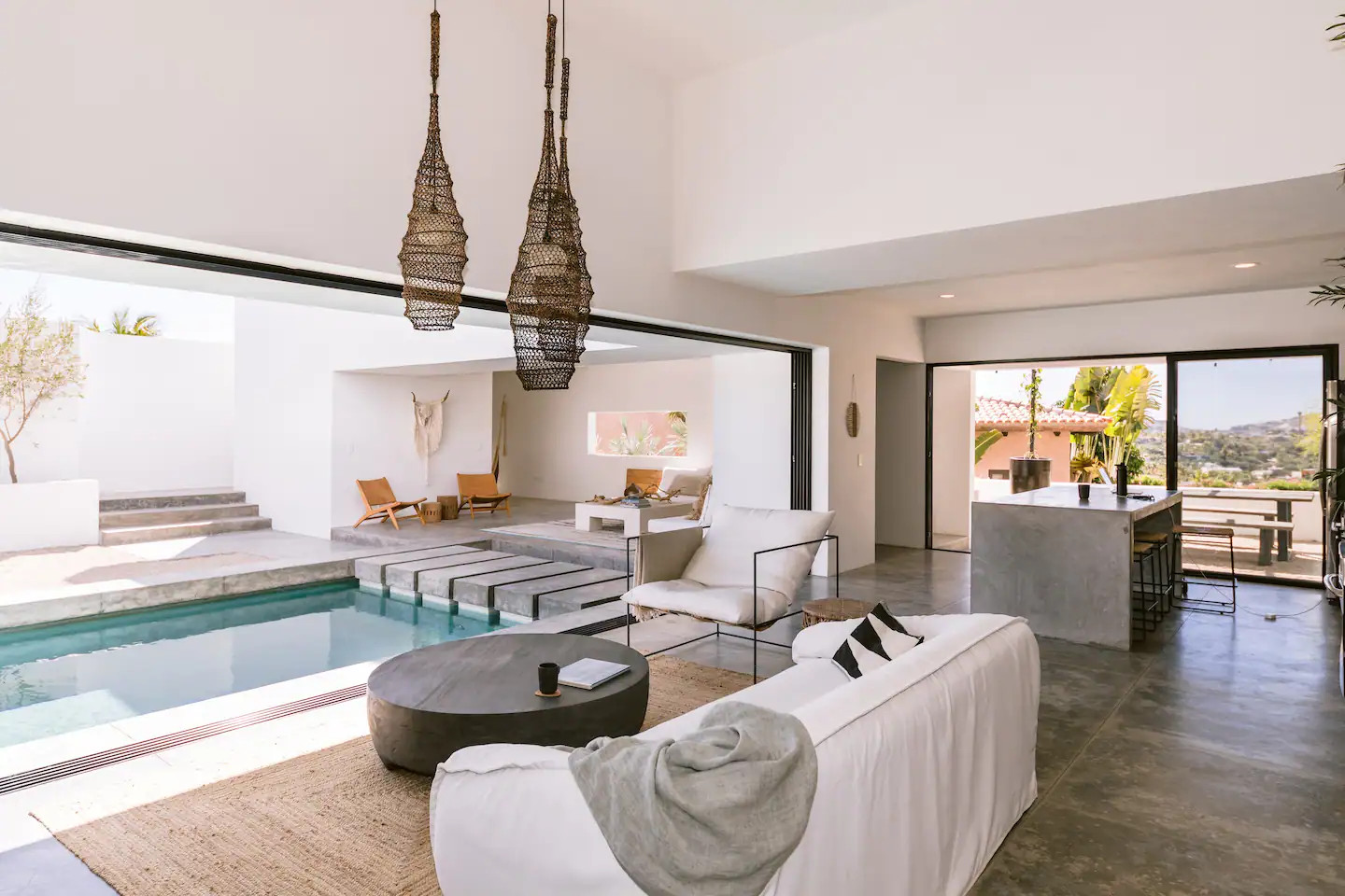 salon avec terrasse maison architecte Mexique