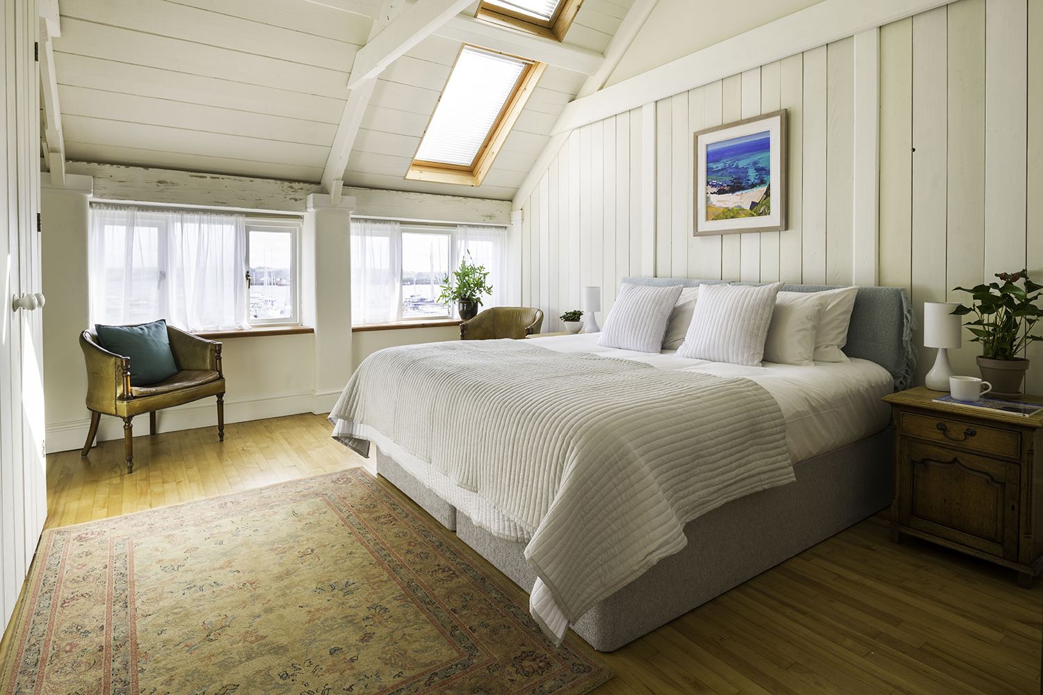 Attic bedroom paneled walls