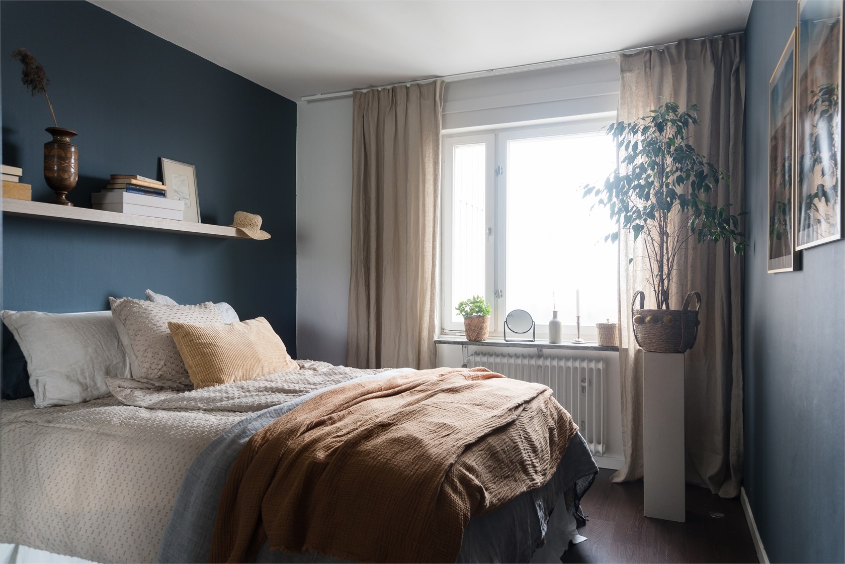 chambre décoration grise et bleue