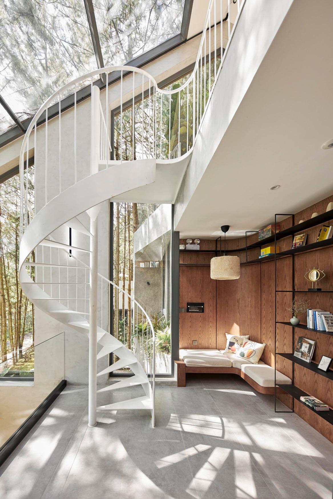 escalier design salon maison contemporaine