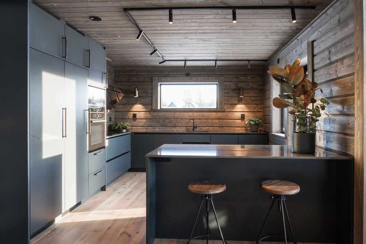 cuisine design grise maison en bois