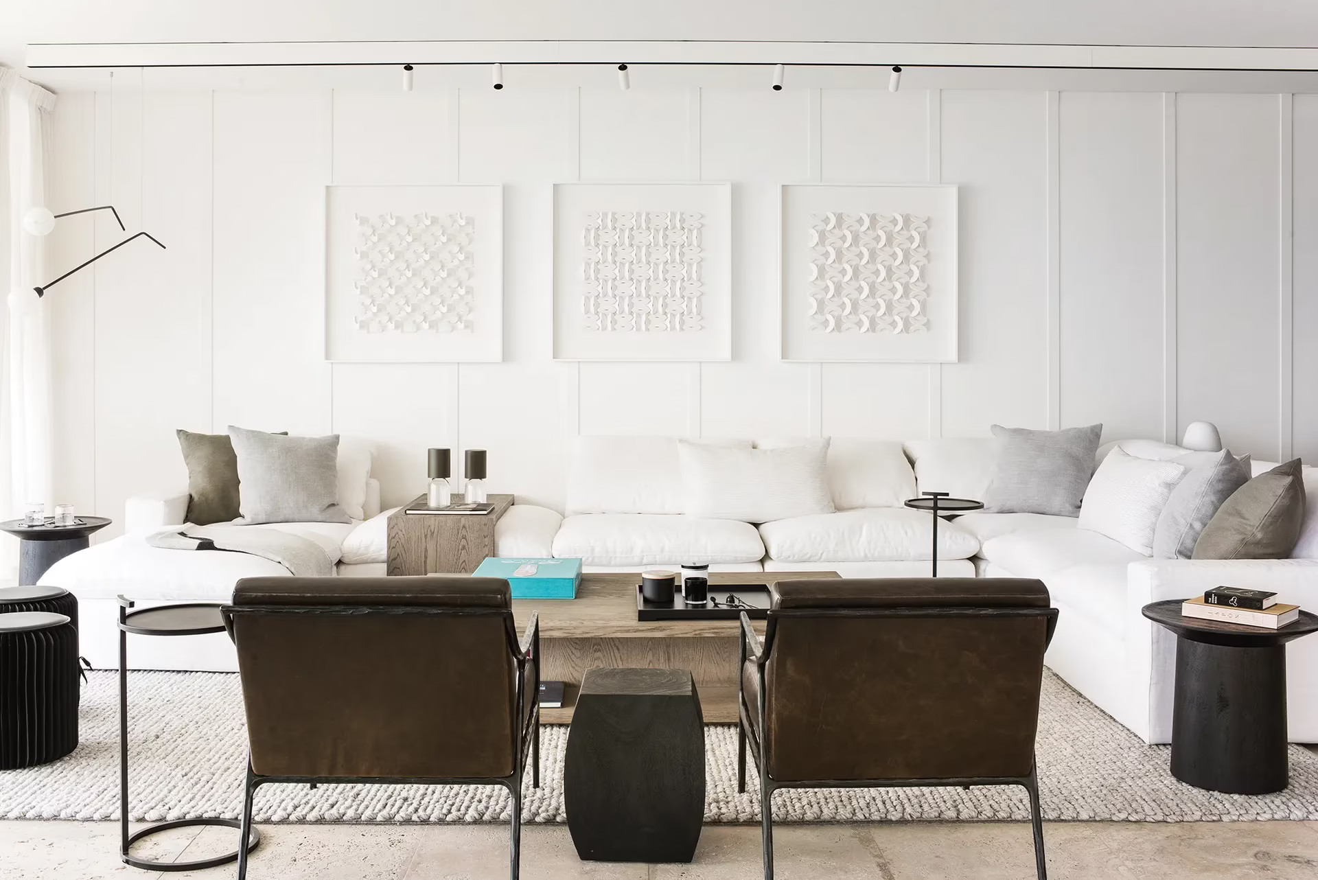 salon canapé blanc d'angle décoration design