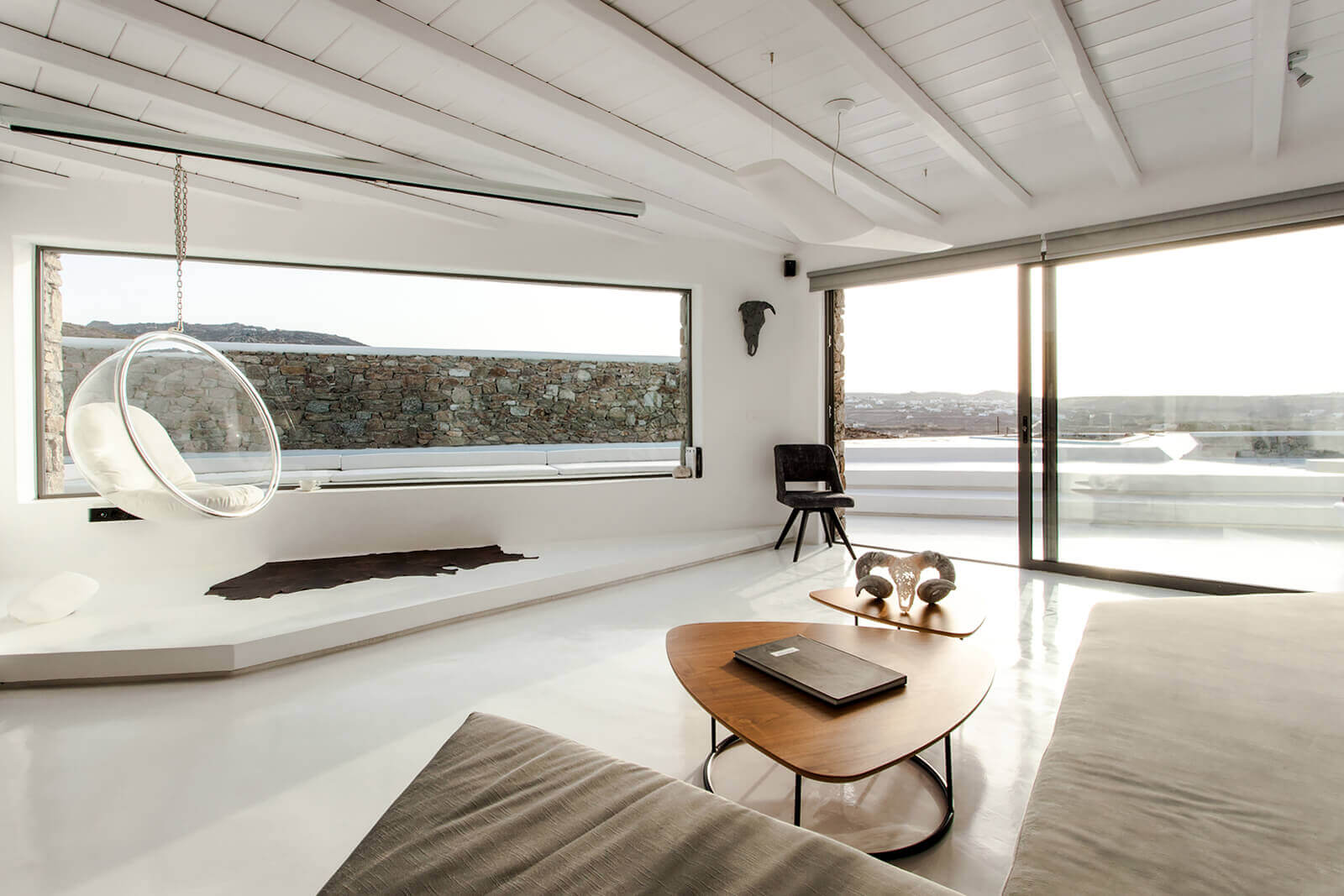 salon design maison avec piscine Mykonos