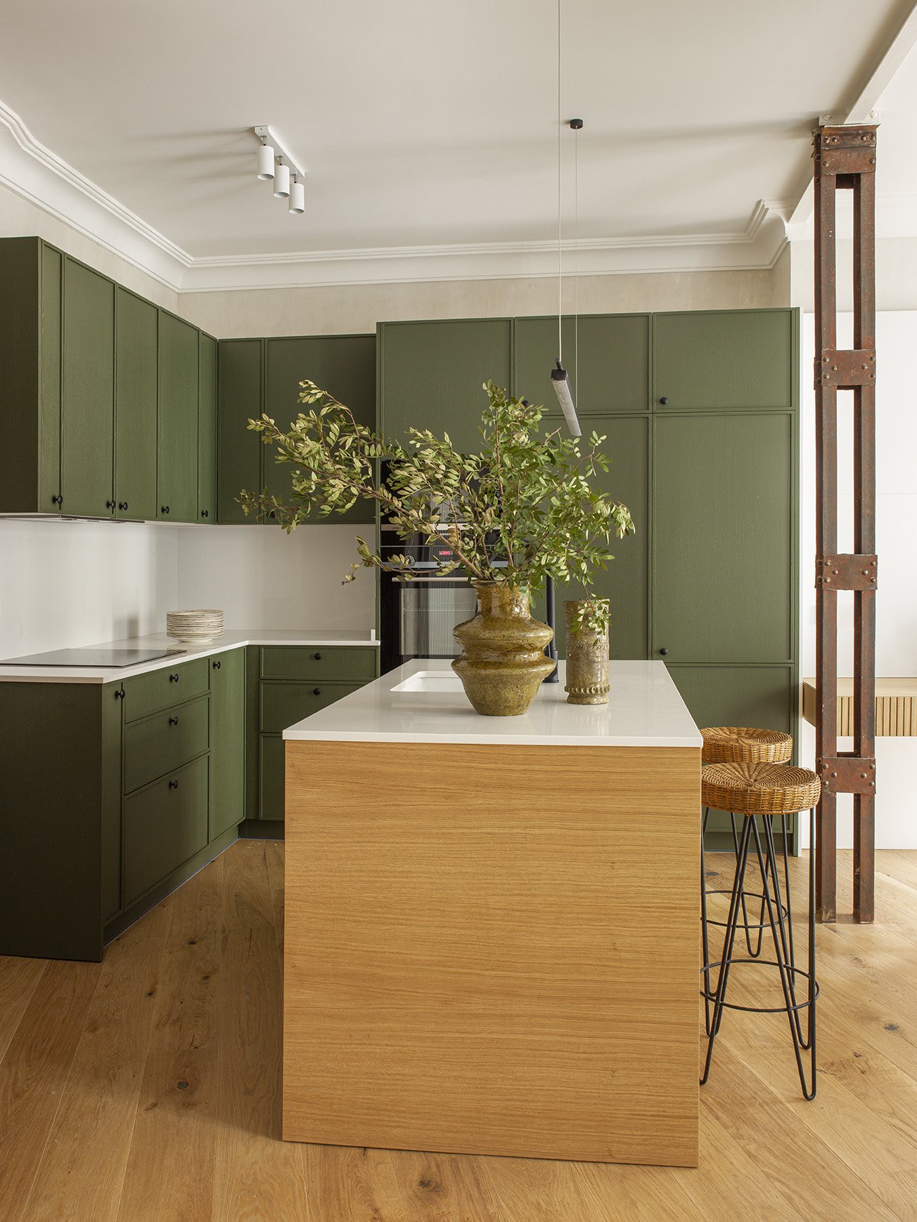 cuisine verte et bois appartement design