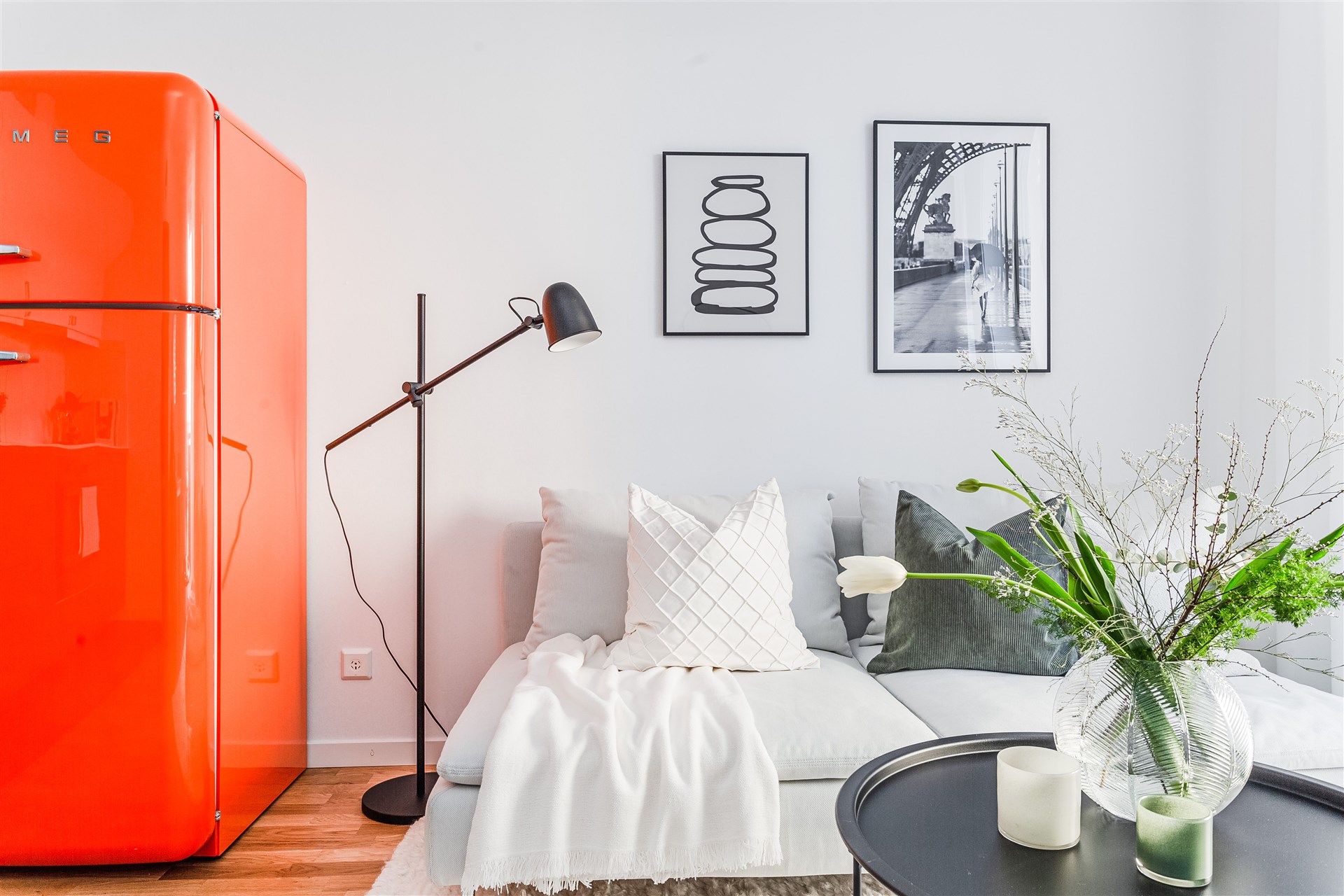 salon réfrigérateur SMEG orange décoration design