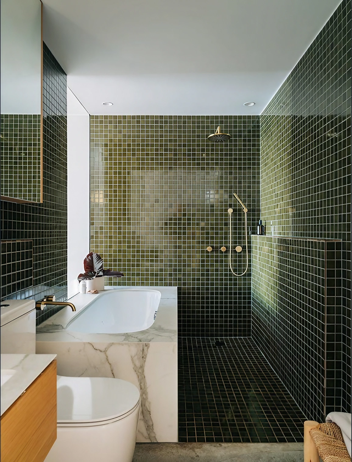 salle de bain verte décoration contemporaine