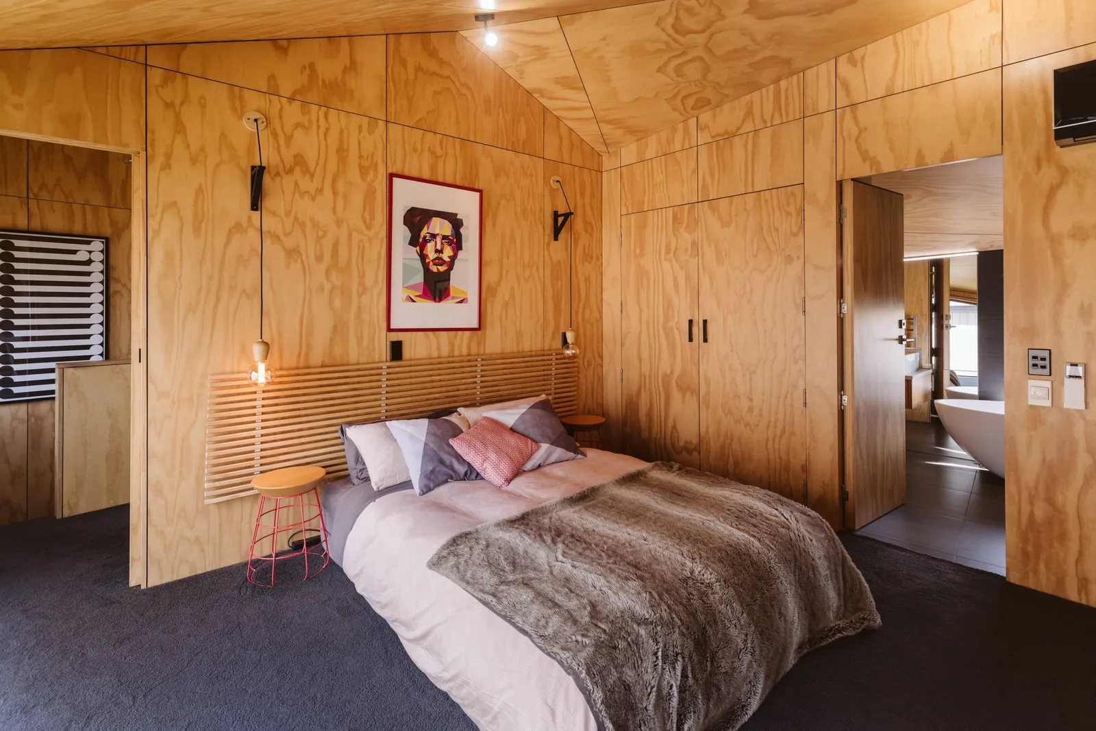 Wooden house engineer bedroom walls 