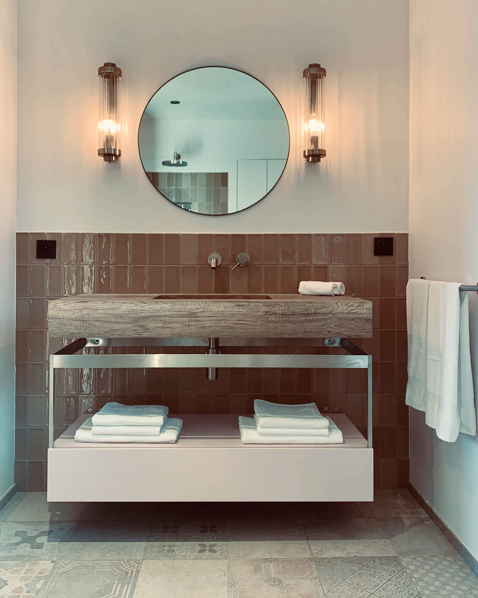 mid-century style bathroom contemporary wooden house