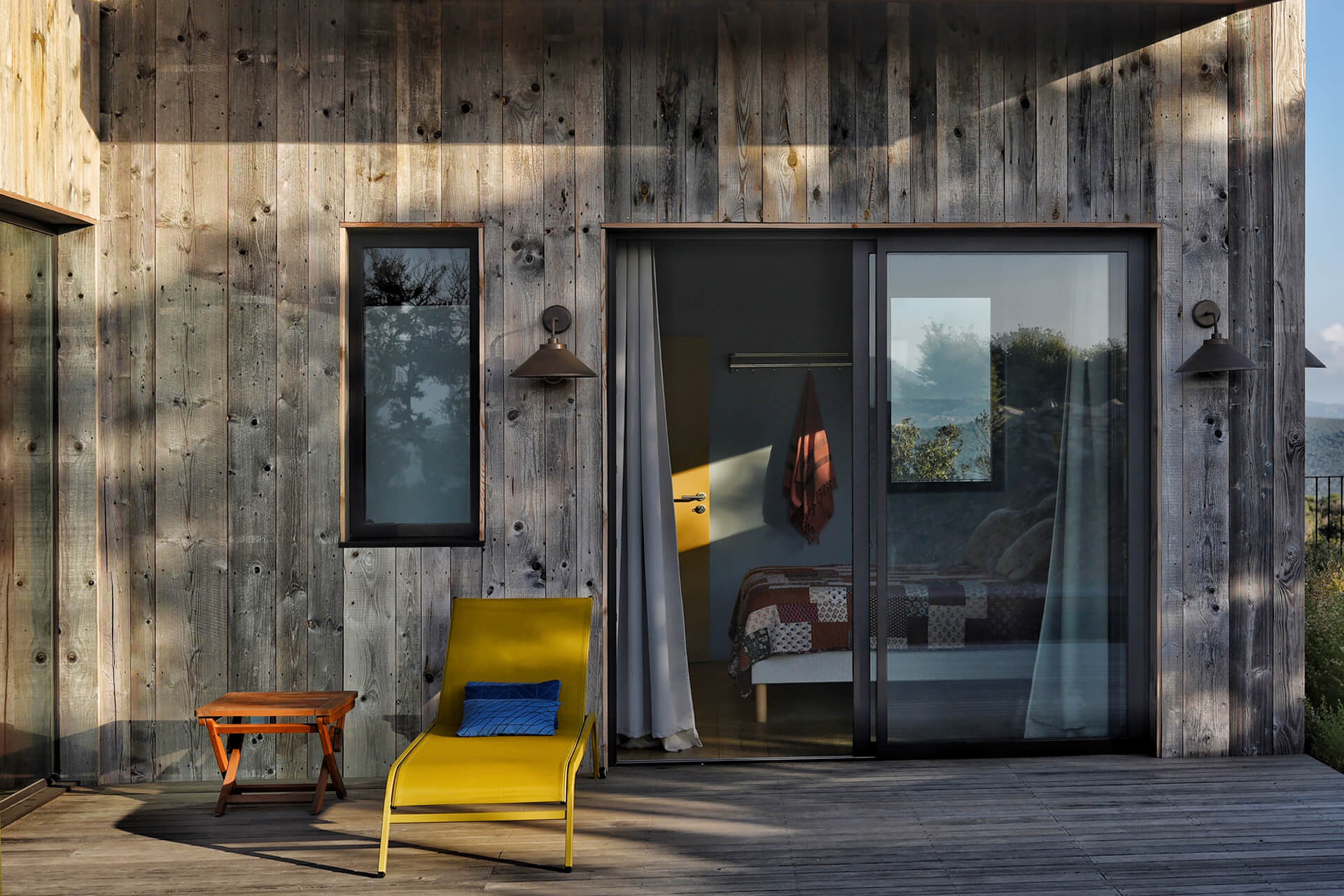 contemporary wooden house terrace